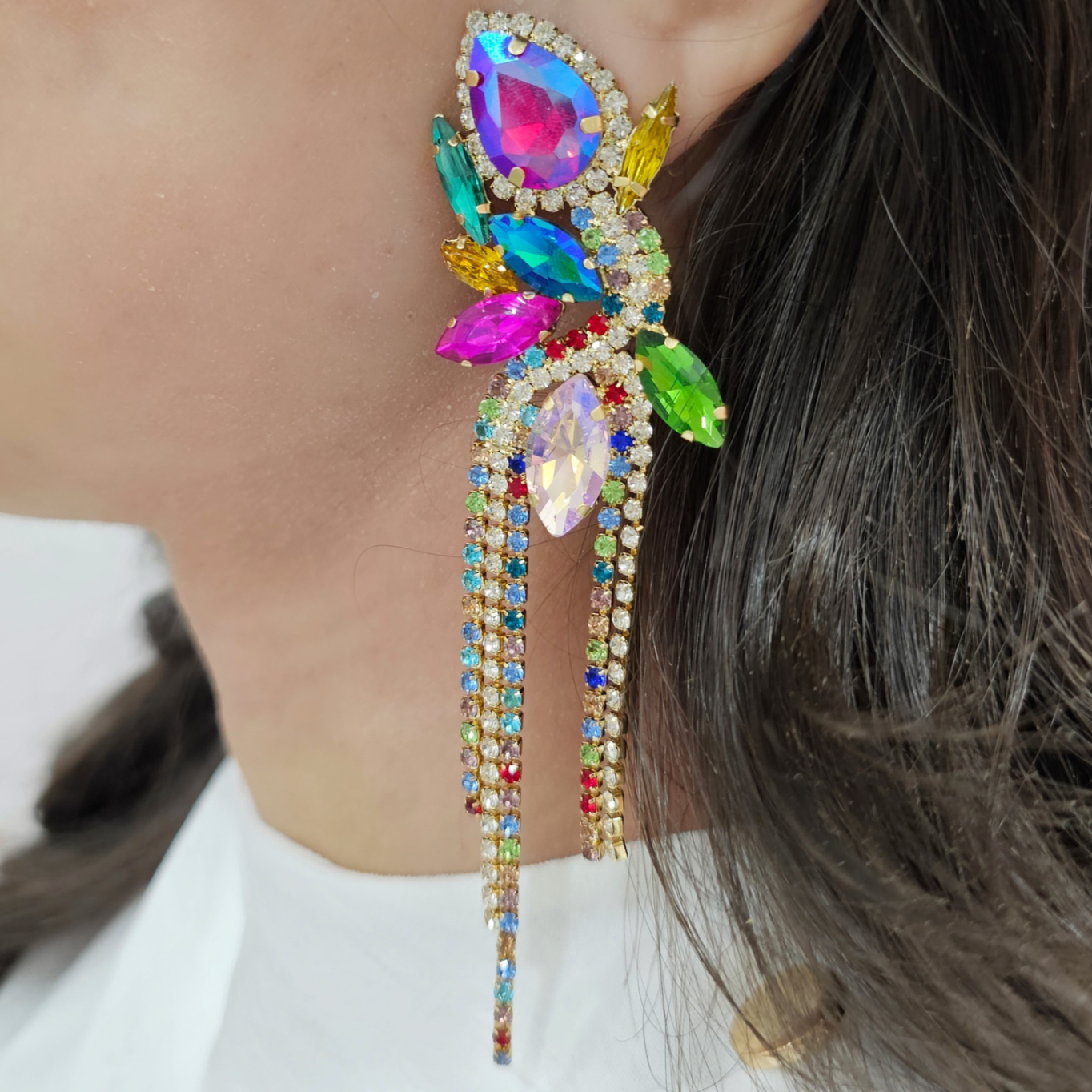 Visací náušnice PIASSE z broušeného skla multicolor2